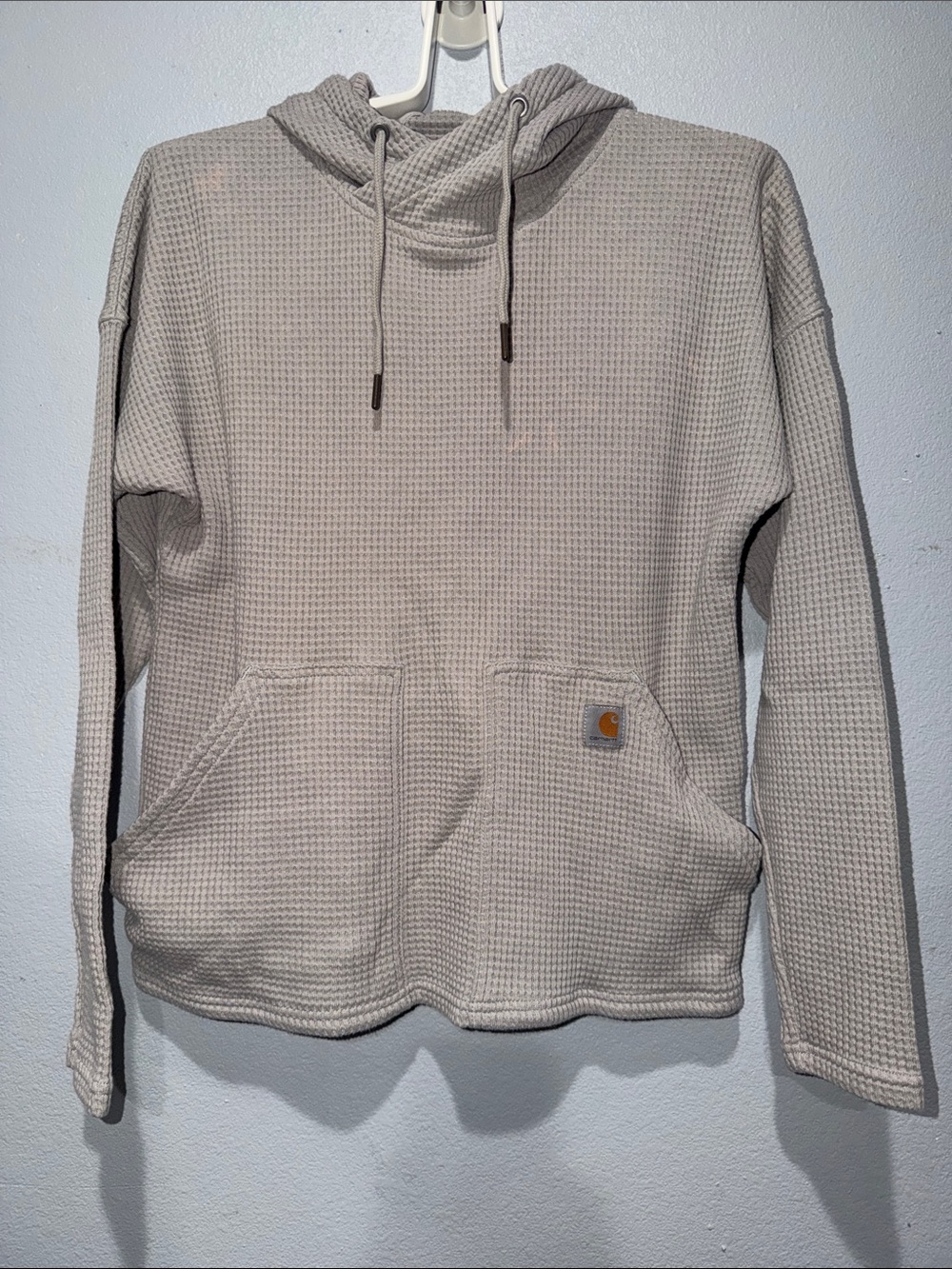 Carhartt Women's Light Gray Waffle Knit Hooded Pullover